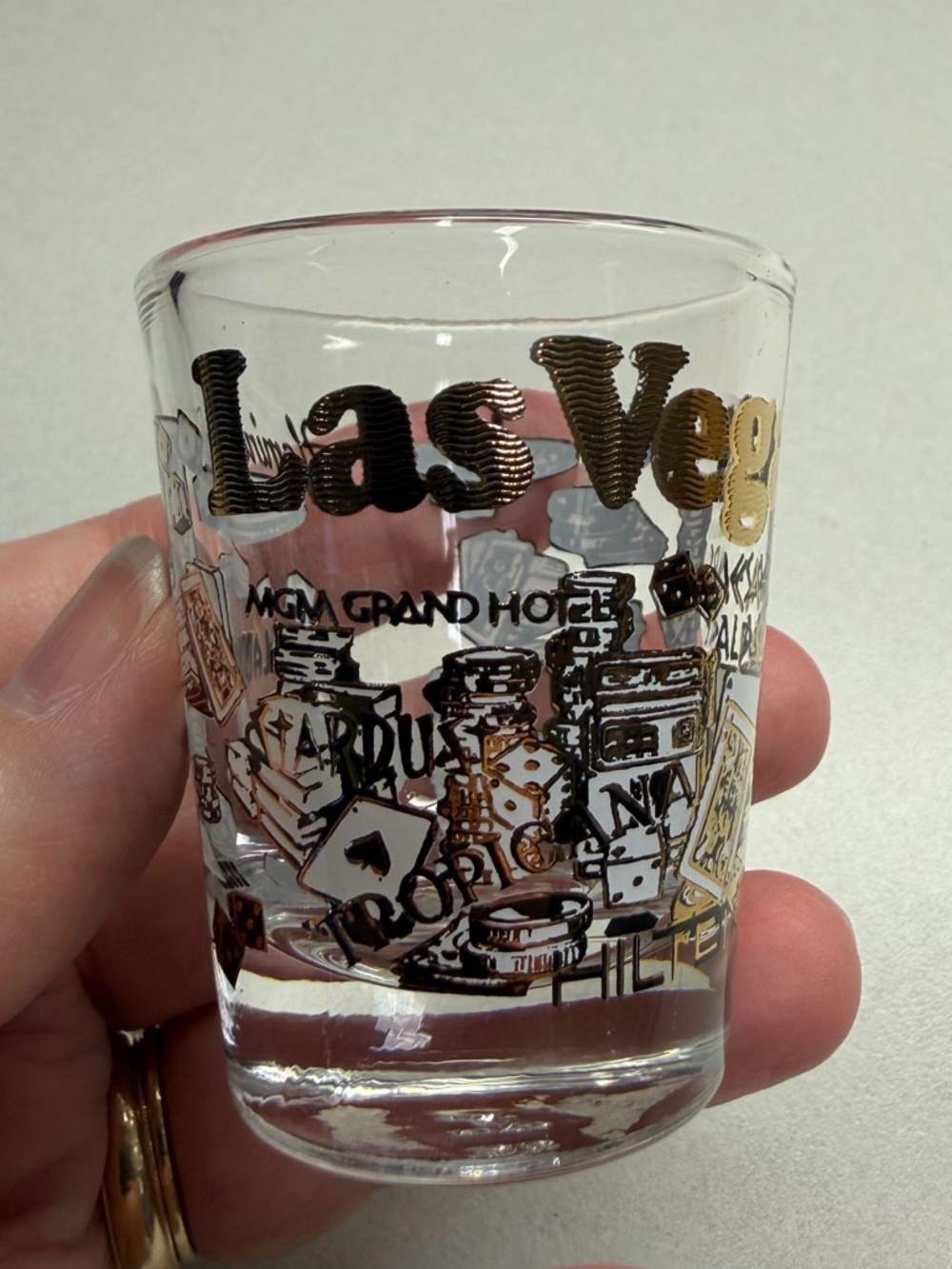 Las Vegas Gold & Black Casino Shot Glass